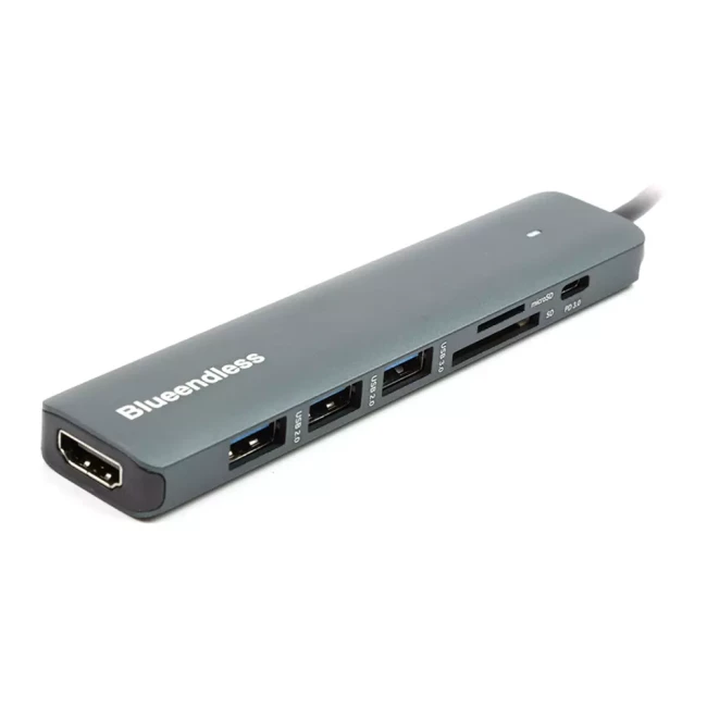 Переходник Blueendless USB Type-C - HDMI, 3xUSB Type-A, SD, TF, USB Type-C PD100W (CA913848) Переходник Blueendless USB Type-C - HDMI, 3xUSB Type-A, SD, TF, USB Type-C PD100W (CA913848)