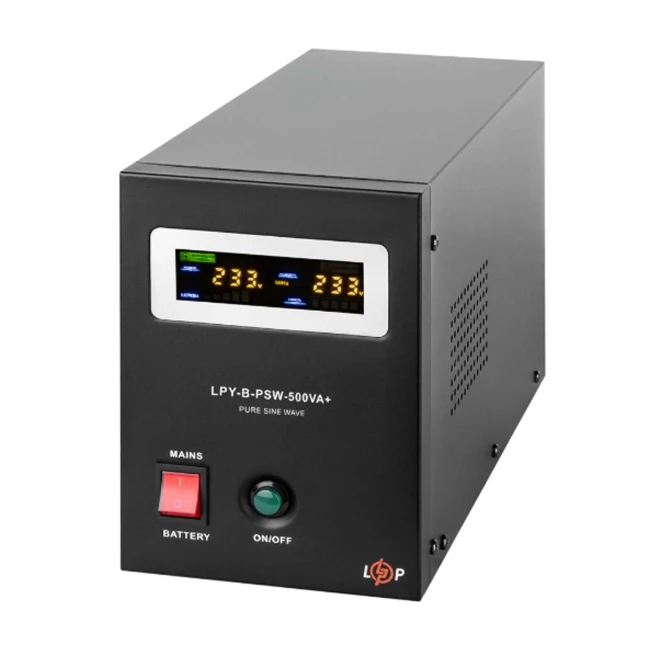 ДБЖ LogicPower LPY-B-PSW-500VA+ (350Вт)5A/10A,Lin.int., AVR, 2 x євро, LCD, метал, з правильною синусоїдою 12V (LP4149)