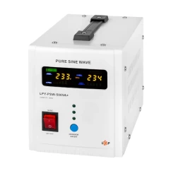 ИБП LogicPower LPY-PSW-500VA+, Lin.int., AVR, 2x x евро, LCD, металл, с правильной синусоидой 12V