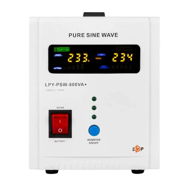 ДБЖ LogicPower LPY-PSW-800VA+ (560Вт)5A/15A, з правильною синусоїдою 12V (LP4153)