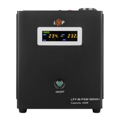 ИБП LogicPower LPY-W-PSW-500VA+ (350Вт)5A/10A,Lin.int., AVR, 1 x евро, LCD, металл, с правильной синусоидой 12V,2LP