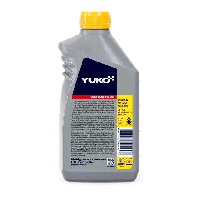 Моторное масло YUKO VEGA SYNT 5W-30 SL/CF 1л (4823110402290)