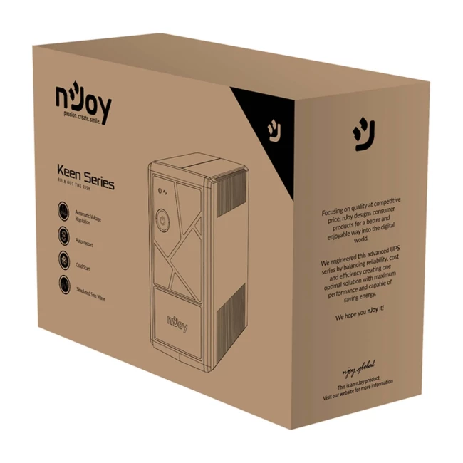 ИБП NJOY Keen 800, Lin.int., AVR, 2x евро, пластик, (UPLI-LI080KE-CG01B)