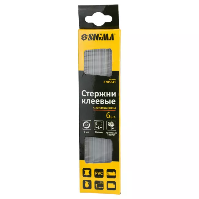 Стержни клеевые SIGMA 8х200мм 6 шт запах розы (2705341)