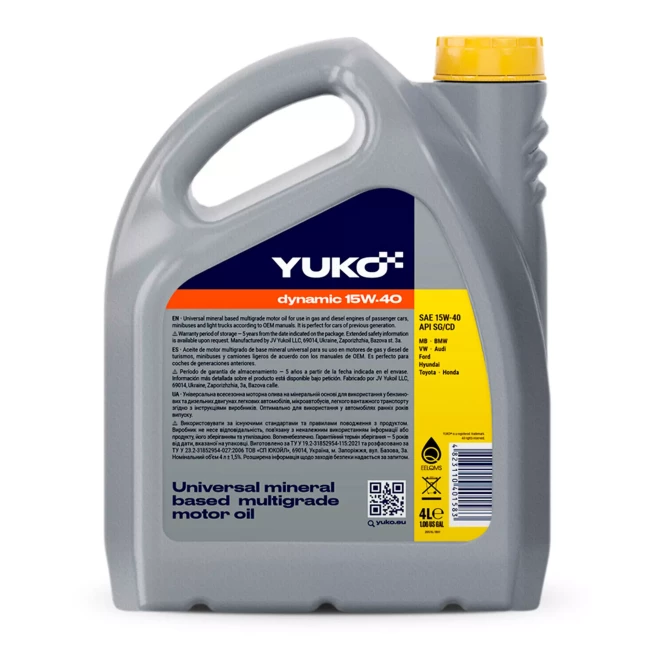 Моторна олива Yuko DYNAMIC 15W-40 4л (4823110401583)