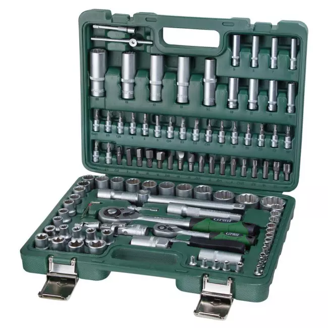 Набор торцевых насадок и бит GRAD 1/4", 1/2" 108 шт (12 граней) (6004575)