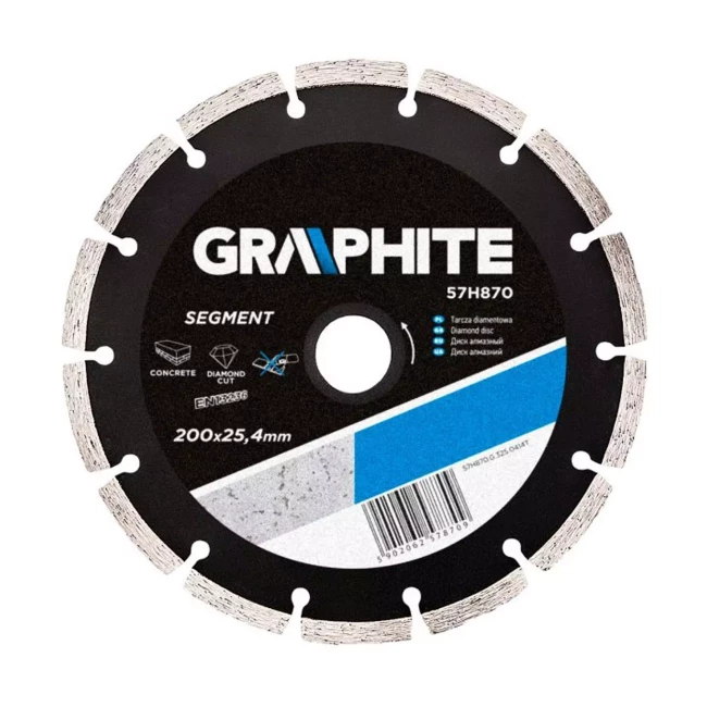 Диск алмазный GRAPHITE 200 x 25.4 мм, сегментный (57H870) Диск алмазный GRAPHITE 200 x 25.4 мм, сегментный (57H870)