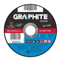 Диск отрезной по металлу GRAPHITE 115 x 1.0 х 22.2 мм, 41 A60-T-BF