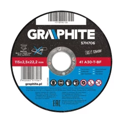 Диск отрезной по металлу GRAPHITE 115 x 2.5 х 22.2 мм, 41 A30-T-BF