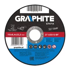 Диск отрезной по металлу GRAPHITE 115 x 6.4 х 22.2 мм 27 A30-S-BF