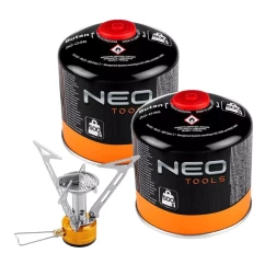 Горелка NEO TOOLS туристическая газовая + 2 газовых картриджа