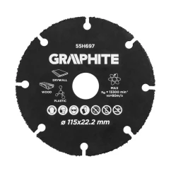 Режущий диск GRAPHITE HM для дерева и пластика 115 х 22,2 мм