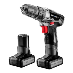 Акумуляторний дриль-шуруповерт GRAPHITE 2x14.4V, Li-Ion 1.5Aч, сумка