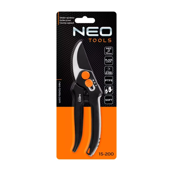 Секатор обходной NEO TOOLS 185 мм, диапазон до 15 мм, регулируемый шаг (15-200)