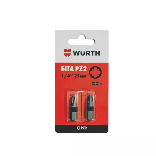 Бита WURTH HEX PZ2 1/4" 25мм 2шт (0614176652902)