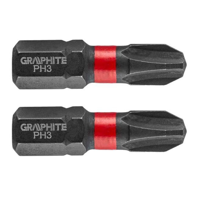 Биты GRAPHITE ударные PH3 x 25 мм 2 шт (56H502)