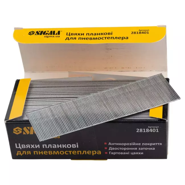 Гвозди планковые SIGMA 40х1.25х1мм для пневмостеплера 5000 шт (2818401)