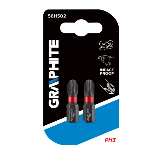 Биты GRAPHITE ударные PH3 x 25 мм 2 шт (56H502)