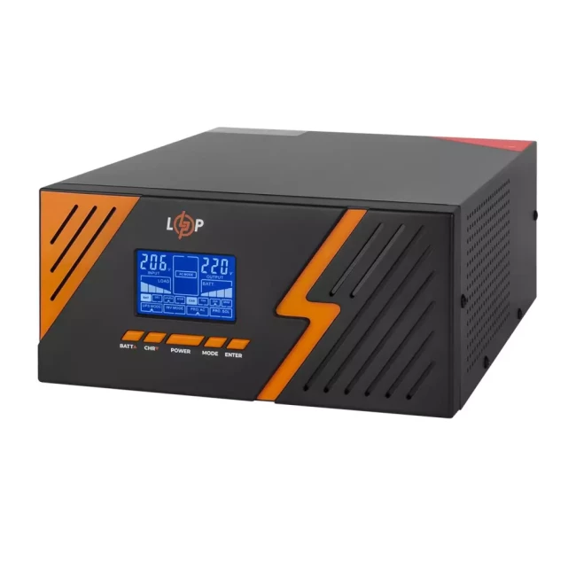 ДБЖ LogicPower LPM-PSW-1500VA (1050 Вт) Black, Lin.int., AVR, 2 x євро, метал, з правильною синусоїдою 12 V (LP22754)
