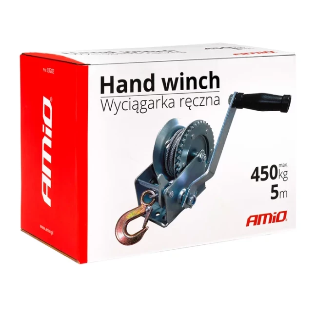 Лебедка AMiO ручная тросовая 450кг (03282/032824)