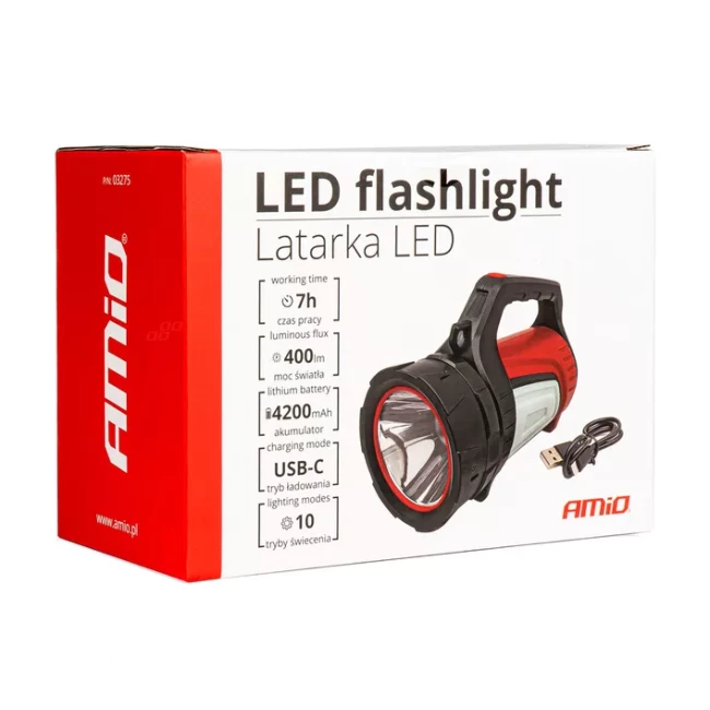 Фонарик ручной аккумуляторный AMiO LED WT19 (032756/03275)
