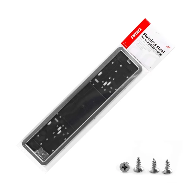 Рамка под номерной знак из нержавеющей стали AMiO INOX LPF001 (01300/013007)