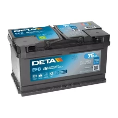 Аккумулятор DETA EFB Start-Stop 6CT-75Ah (-/+) (DL752)