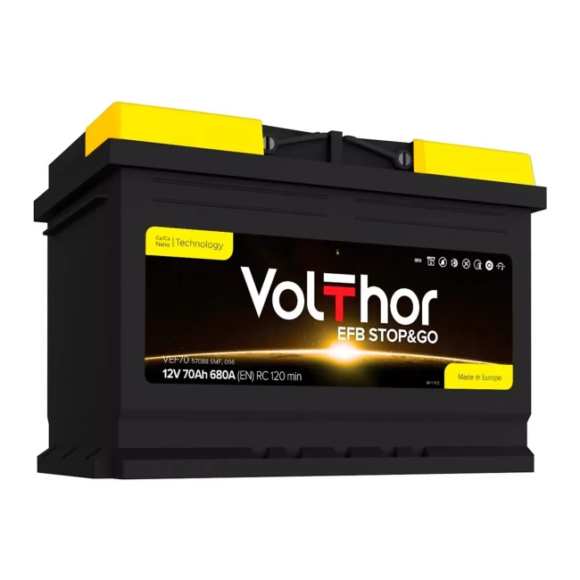 Автомобильный аккумулятор VOLTHOR 6CT-70 АзЕ EFB Start-Stop VEF70 (512070) (SMF, ME, H, HD)