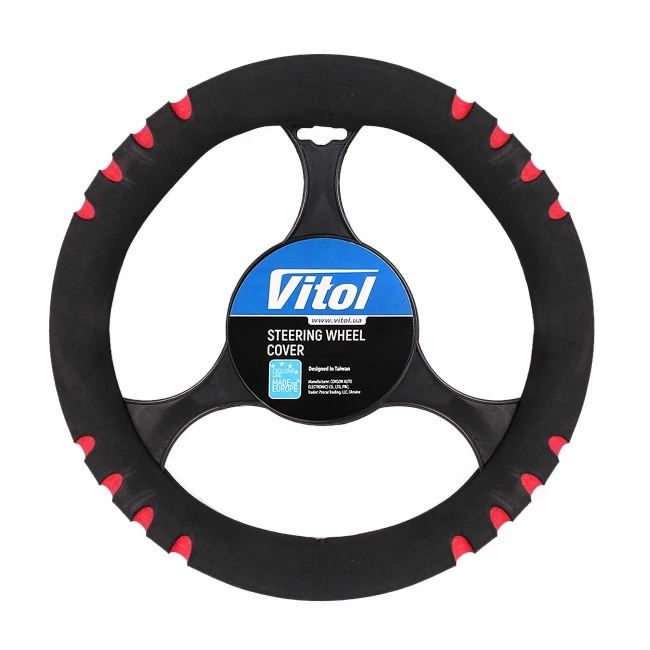 Чехол на руль VITOL эластичный, с красными вставками (F 14023- F16 RD) Чехол на руль VITOL эластичный, с красными вставками (F 14023- F16 RD)