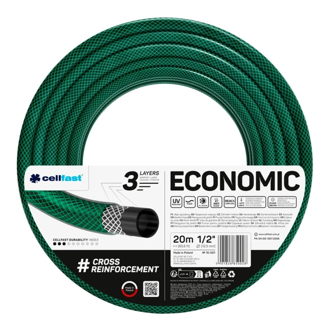Шланг садовый Cellfast Economic 1/2" 20м 3-х слойный 20бар -10+50°C (10-001)