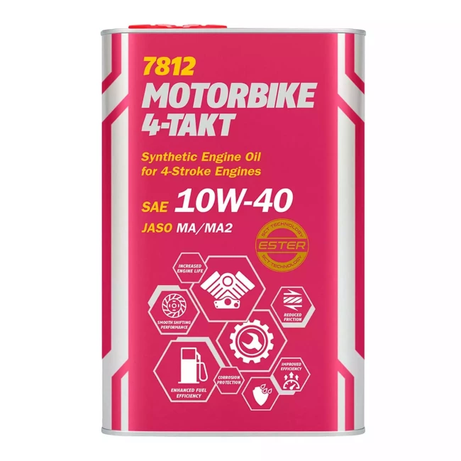 Моторное масло MANNOL 4-TAKT MOTORBIKE ESTER TECHNOLOGY 10W-40 1л (MN7812-1ME) Моторное масло MANNOL 4-TAKT MOTORBIKE ESTER TECHNOLOGY 10W-40 1л (MN7812-1ME)