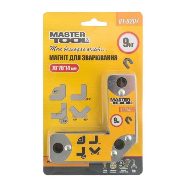 Магніт Mastertool для кутового зварювання на неодимових магнітах 45/90/135° 9 кг (81-0207)
