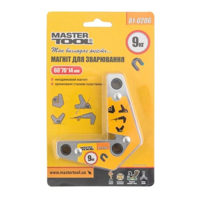 Магніт Mastertool для кутового зварювання на неодимових магнітах 15°/60°/90°/120° 9 кг (81-0206)