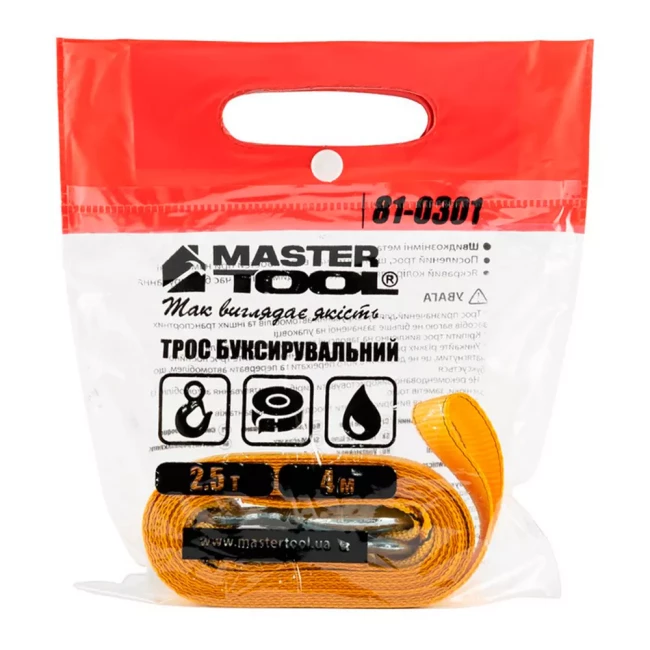 Трос буксирувальний Mastertool 2.5 т 4 м*50 мм поліестер (81-0301)