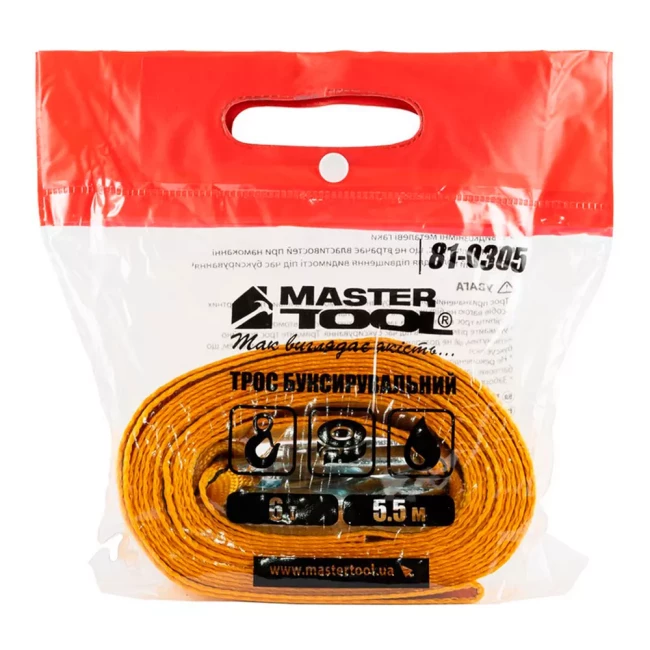Трос буксировочный Mastertool 6 т 5,5 м* 60 мм, полиэстер (81-0305)