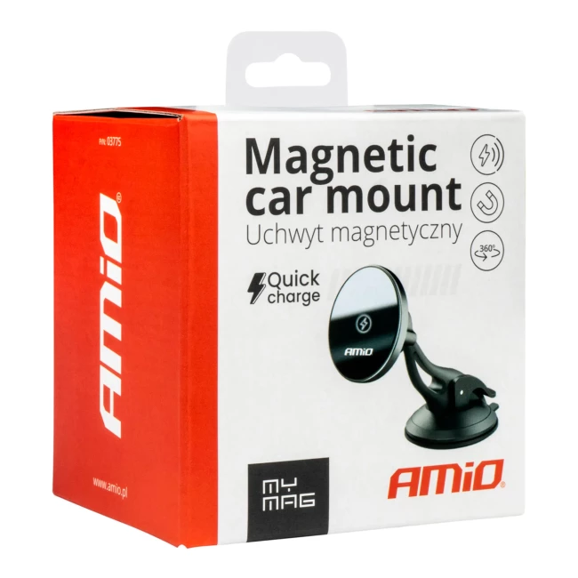 Держатель для телефона на присоске с беспроводной зарядкой AMiO My Mag 15W (03775)