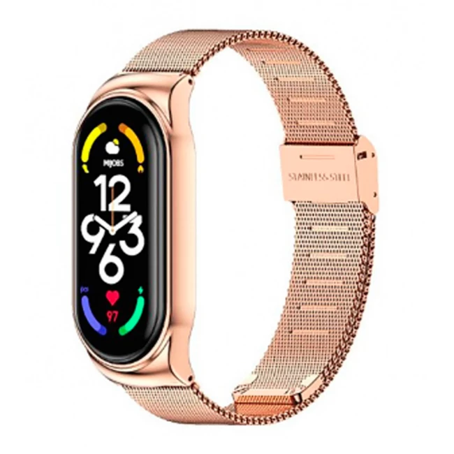Ремешок BeCover Metal для Xiaomi Mi Smart Band 7 Rose Gold (707496)