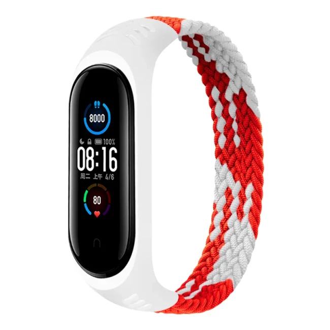 Ремешок BeCover Elastic Nylon Style для Xiaomi Mi Smart Band 5/6 Size L Red/White (706159)