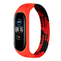 Ремінець BeCover Elastic Nylon Style для Xiaomi Mi Smart Band 5/6 Size M Black/Red
