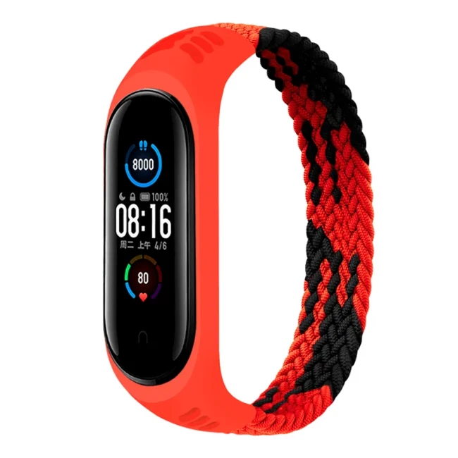Ремешок BeCover Elastic Nylon Style для Xiaomi Mi Smart Band 5/6 Size M Black/Red (706146)