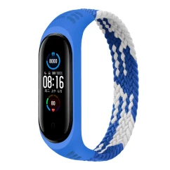 Ремінець BeCover Elastic Nylon Style для Xiaomi Mi Smart Band 5/6 Size M Blue/White