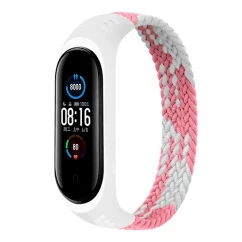 Ремінець BeCover Elastic Nylon Style для Xiaomi Mi Smart Band 5/6 Size S Pink/White
