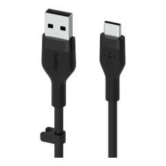 Кабель USB-A к USB-C зарядки/синхронизации Belkin 1м Type-C силиконовый с клипсой черный