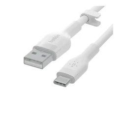 Кабель USB-A к USB-C зарядки/синхронизации Belkin 1м Type-C силиконовый с клипсой белый
