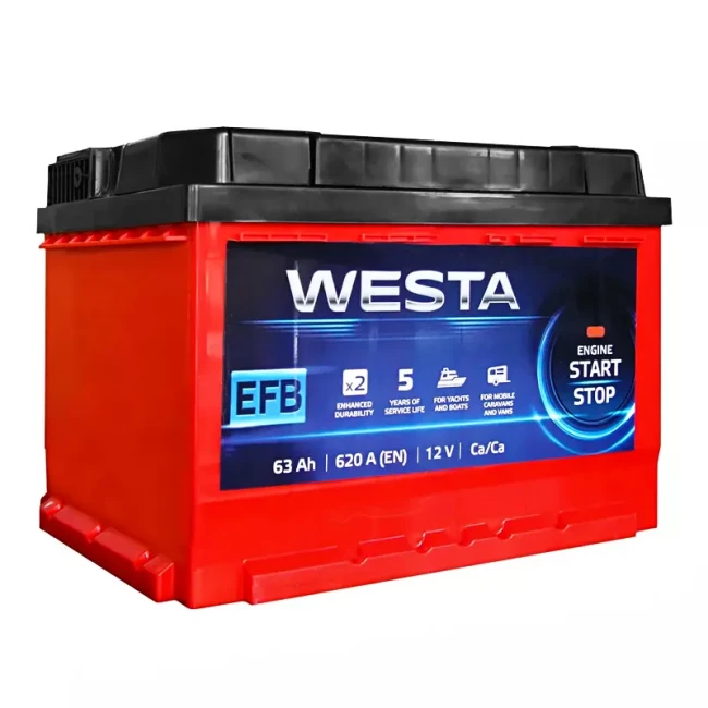 Автомобильный аккумулятор WESTA 6CT-63Ah EFB Start-Stop RED АзЕ (WEFB630)