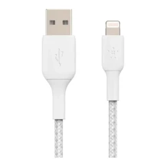 Кабель Belkin USB-A - Lightning Braided 1м White (CAA002BT1MWH)