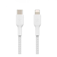 Кабель Belkin USB-С - Lightning Braided 1м white (CAA004BT1MWH)