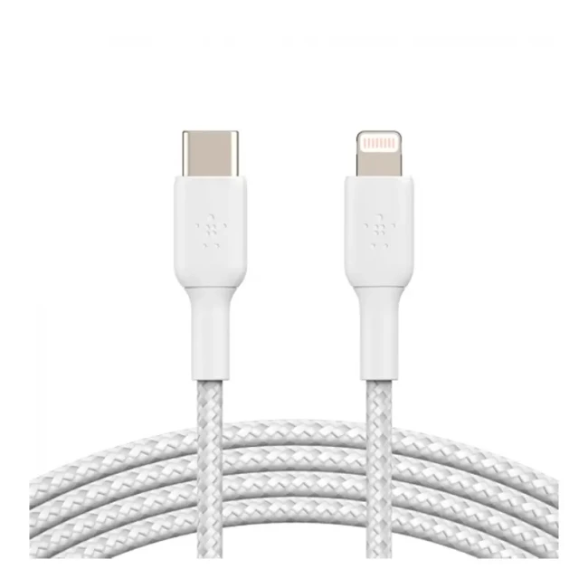 Кабель Belkin USB-С - Lightning Braided 2м white (CAA004BT2MWH)