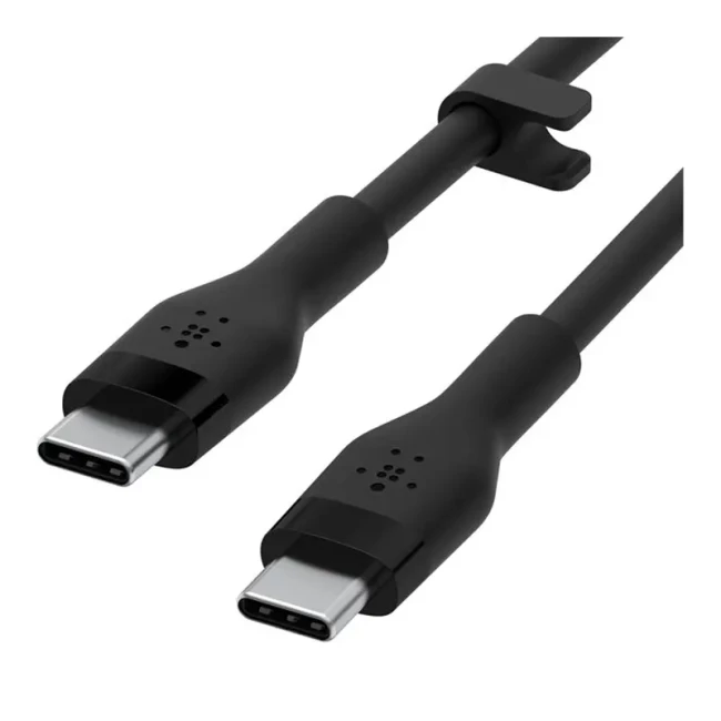 Кабель USB-C до USB-C Belkin 2м 60Вт Type-C силіконовий з кліпсою чорний (CAB009BT2MBK)