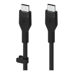 Кабель USB-C до USB-C заряджання/синхронізації Belkin 3м 60Вт Type-C силіконовий з кліпсою чорний (CAB009BT3MBK)